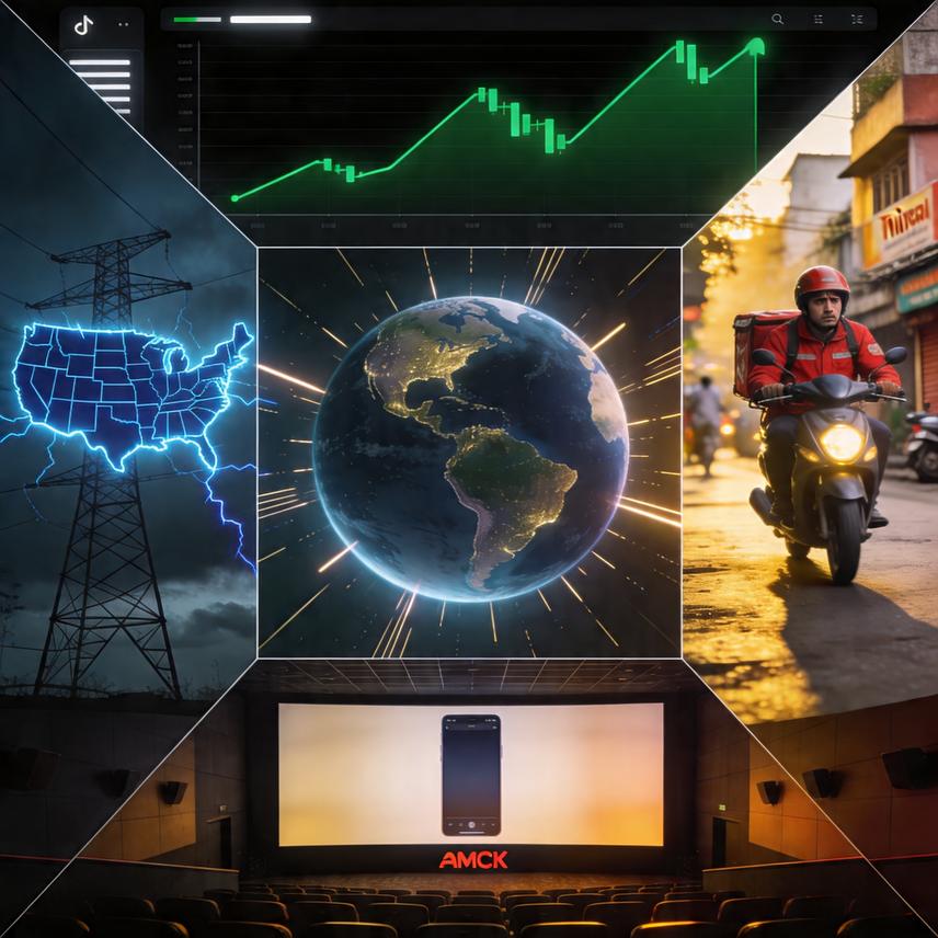 Global geopolitical tensions and economic impacts visualized with energy infrastructure, logistics, and fintech advancements, styled 3D render