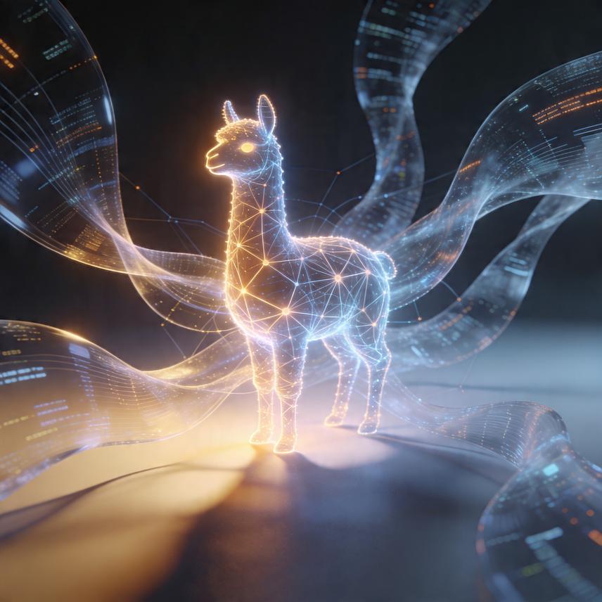 3D render of people interacting with data visualizations on floating screens, representing digital transformation.