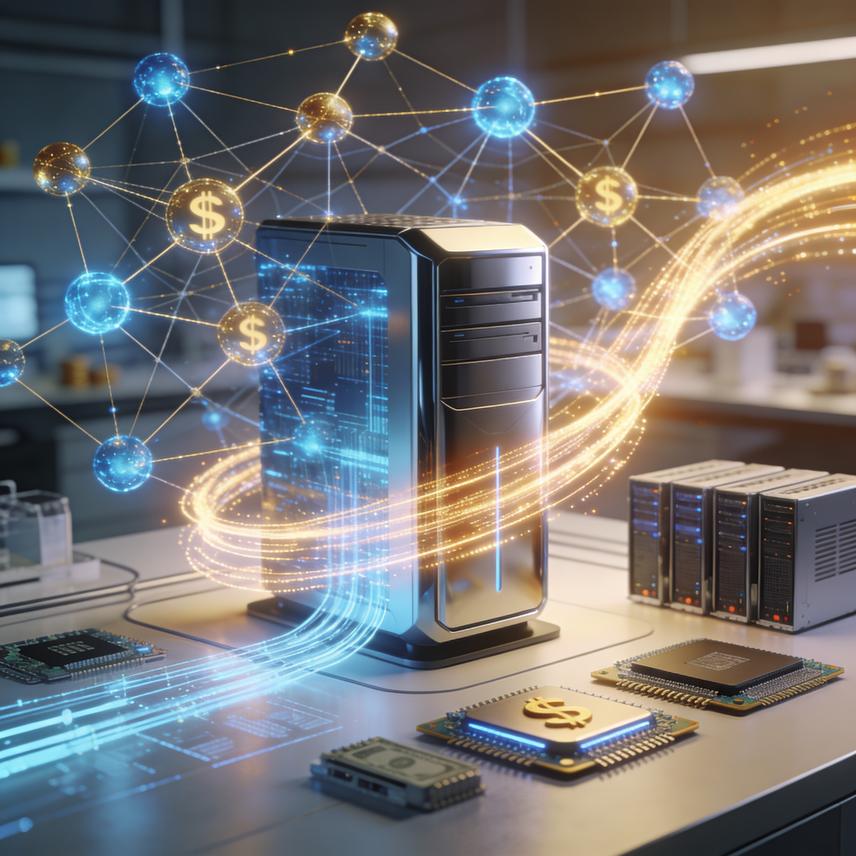 Chinese AI companies investing in open weight models, with glowing data streams and UI elements