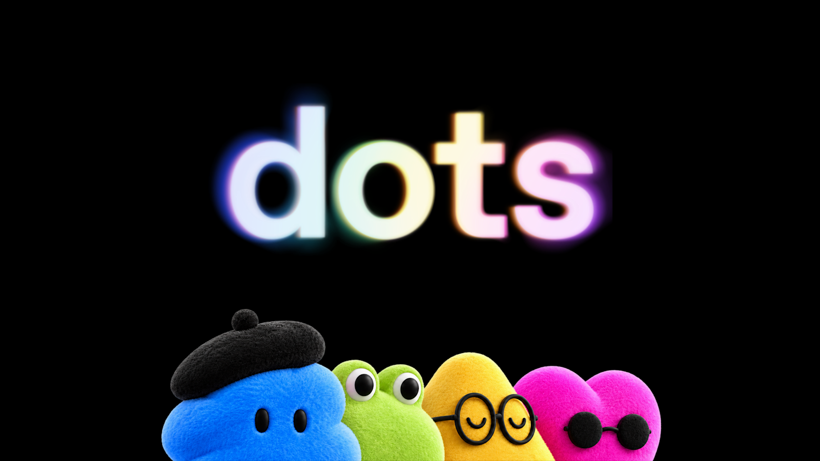 Personagens coloridos dos Dots sob o nome do produto, em arte oficial da OpenAI