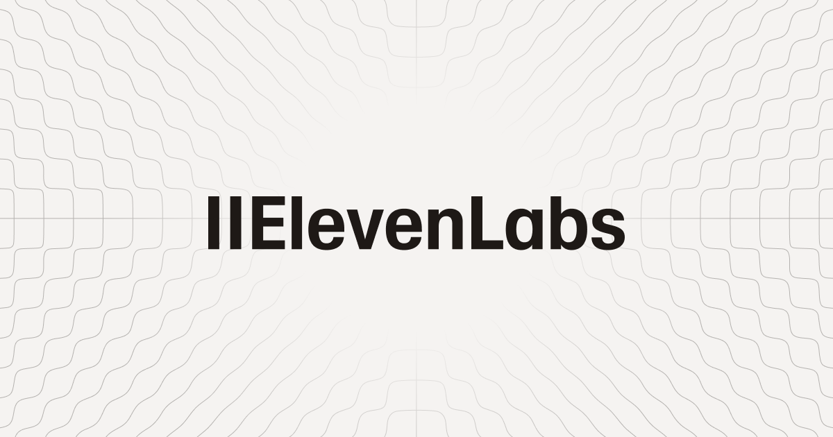 Logotipo da ElevenLabs sobre fundo claro com linhas onduladas