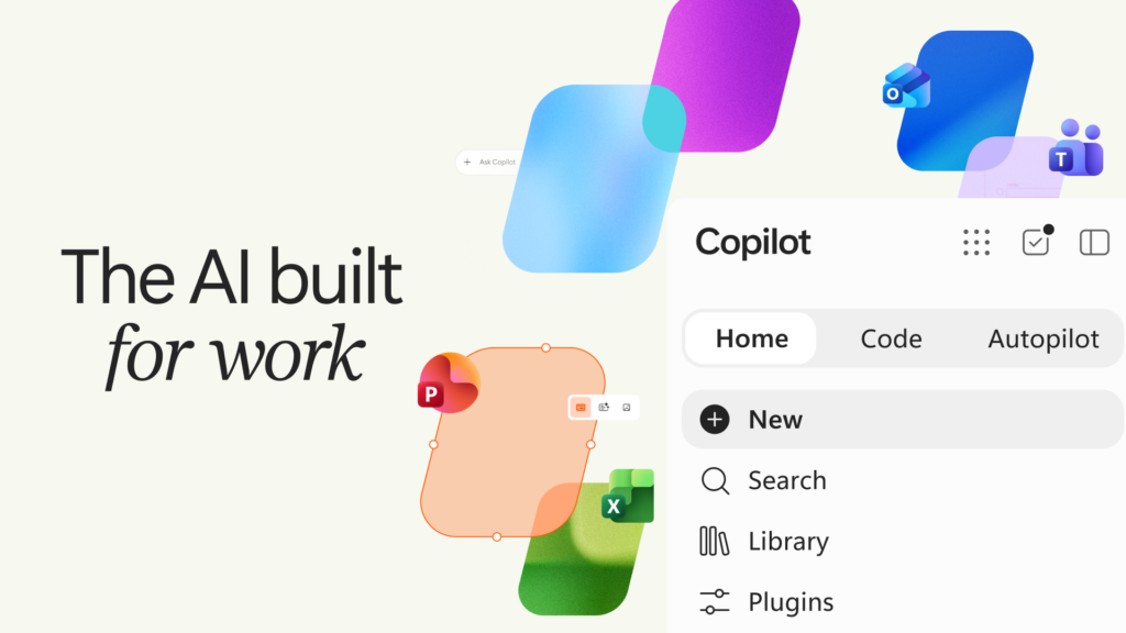 Imagem oficial da Microsoft para o novo Copilot com Home, Code e Autopilot.